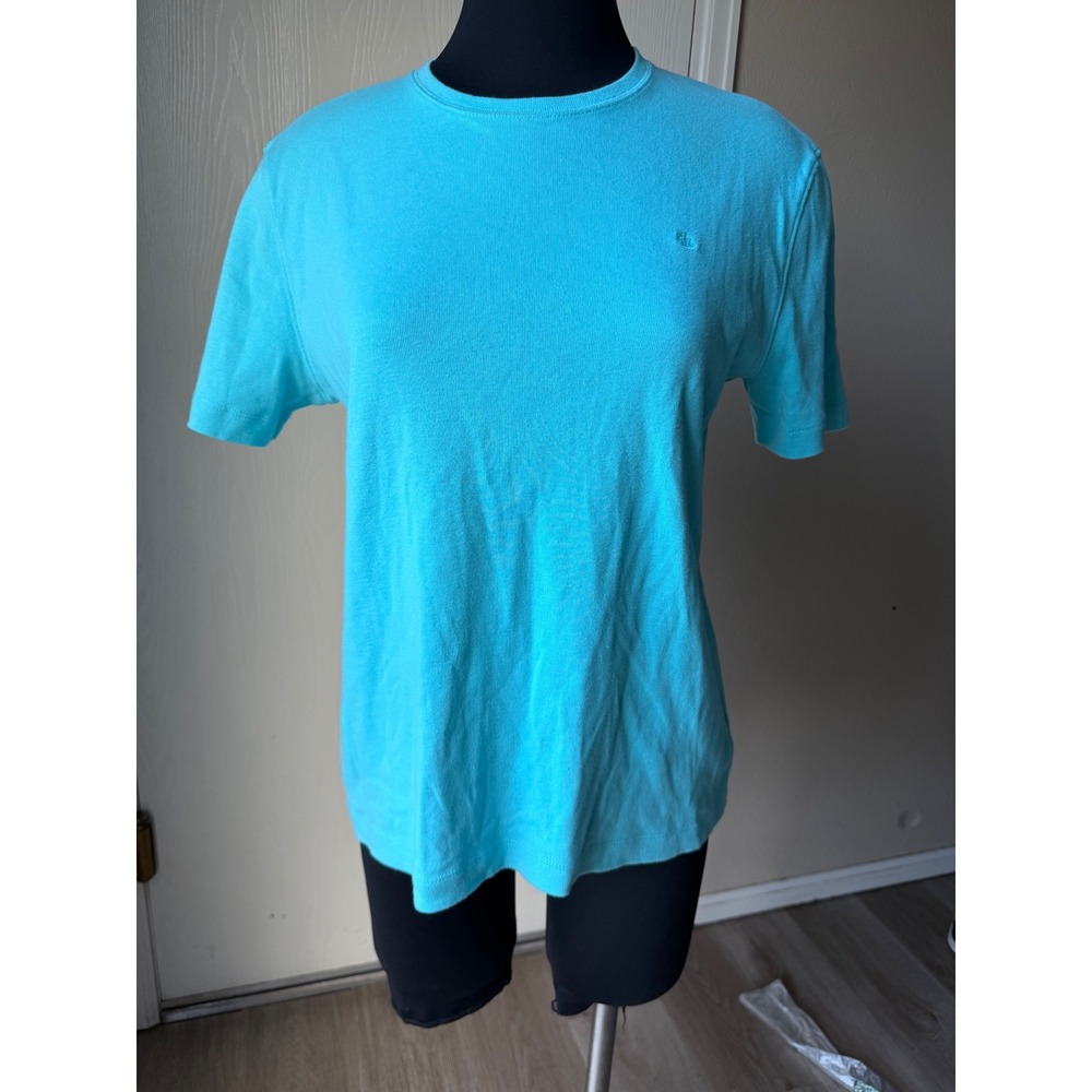 Lauren Ralph Lauren Womens Turquoise Blue 100% Cotton Short Sleeve T-Shirt Large